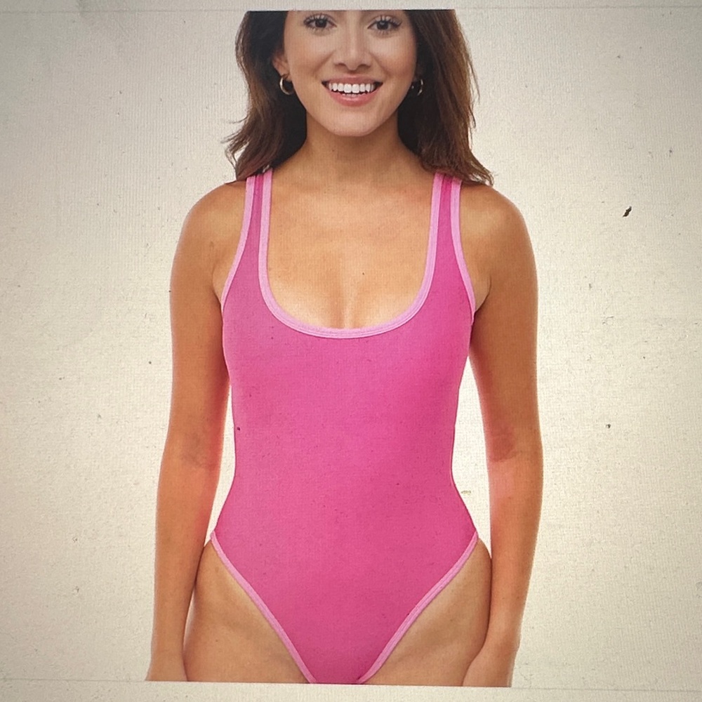 93 Play Street Piper Bold Pink One-Piece Swimsuit Size L